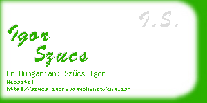 igor szucs business card